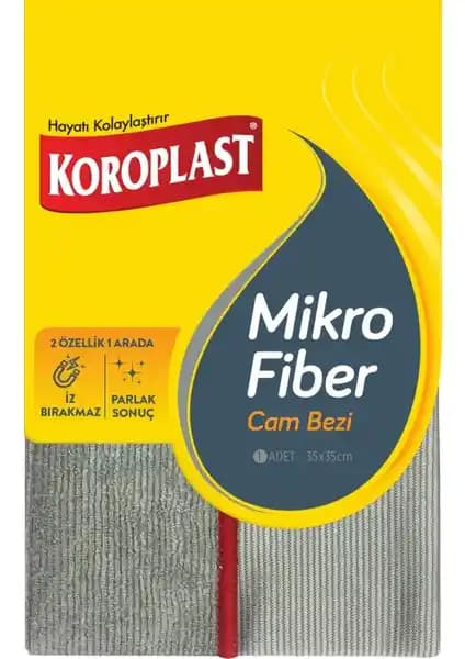 Koroplast Mikrofiber Cam Bezi Tekli: Çift Taraflı Hassas Yüzey Temizliği ve Parlatması