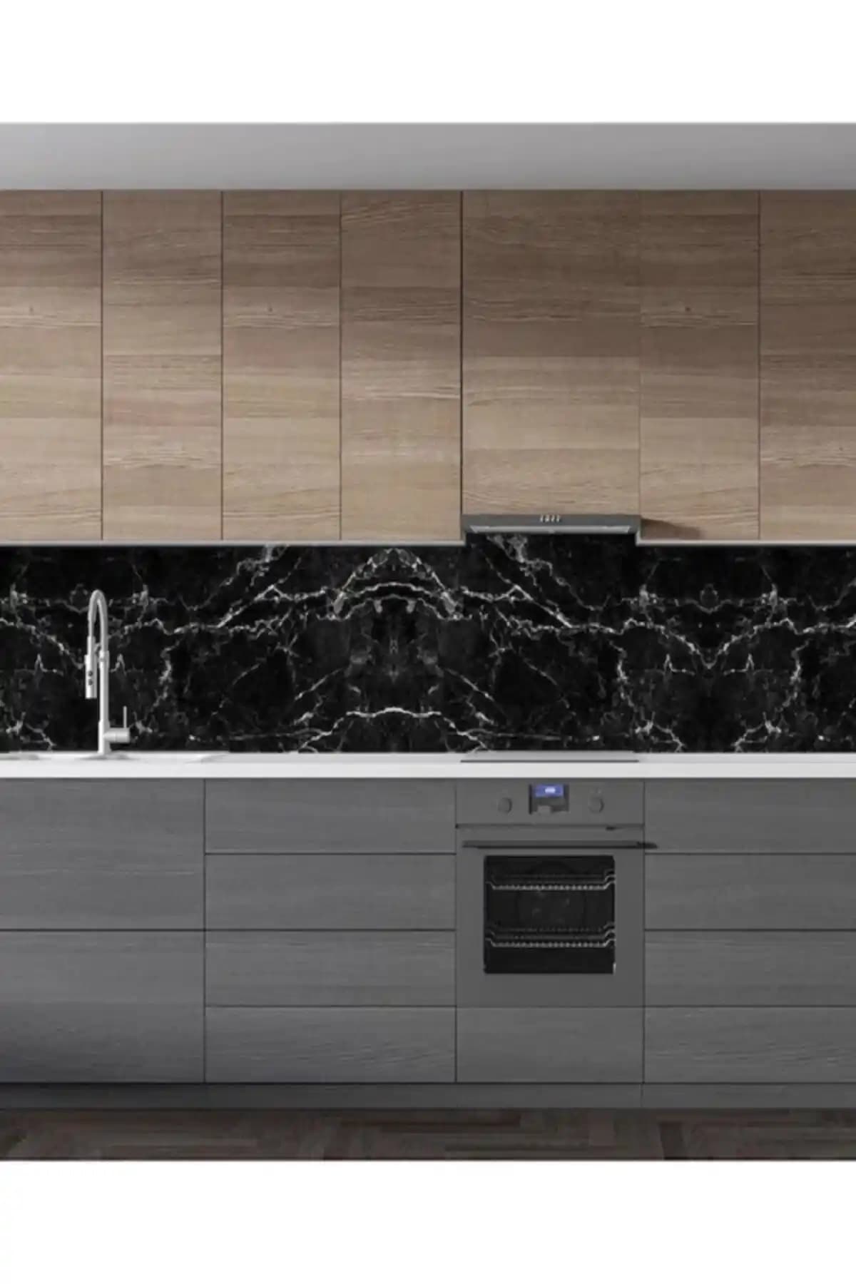 Mermer Desenli Siyah Tezgah Arası Folyo Kaplama Özellikleri, Montaj ve Kullanım İncelemesi