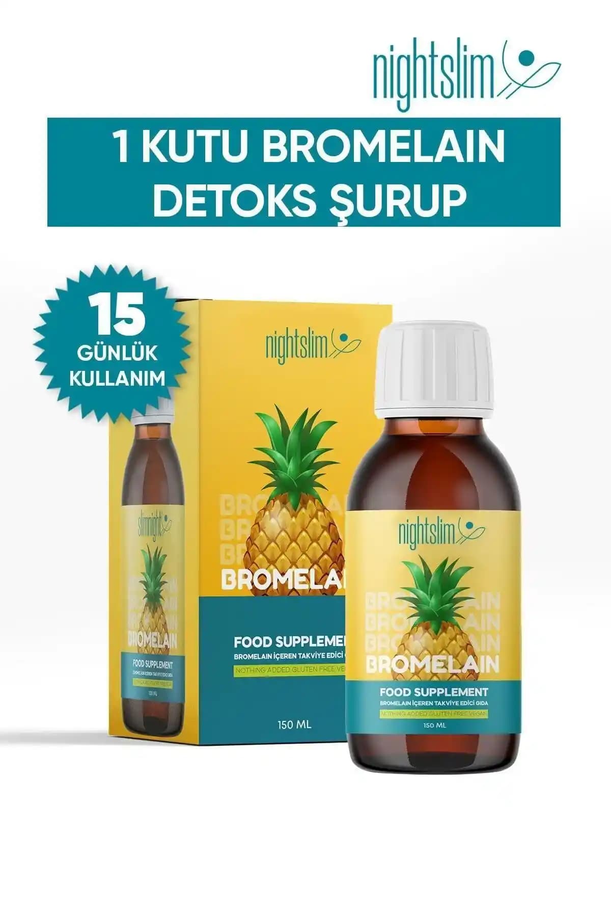 Night Slim Bromelain Şurup: Sindirim Destekleyici Doğal Bromelain Enzimi Takviyesi