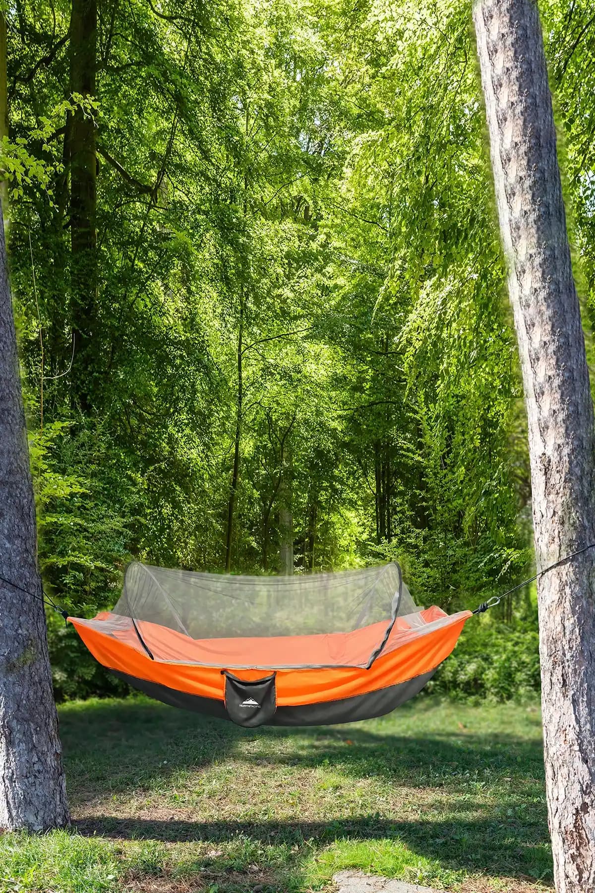 North Pacific Cibinlikli Hamak - Turuncu: 260x140 cm, 200 kg Kapasite, Sineklikli Tasarım