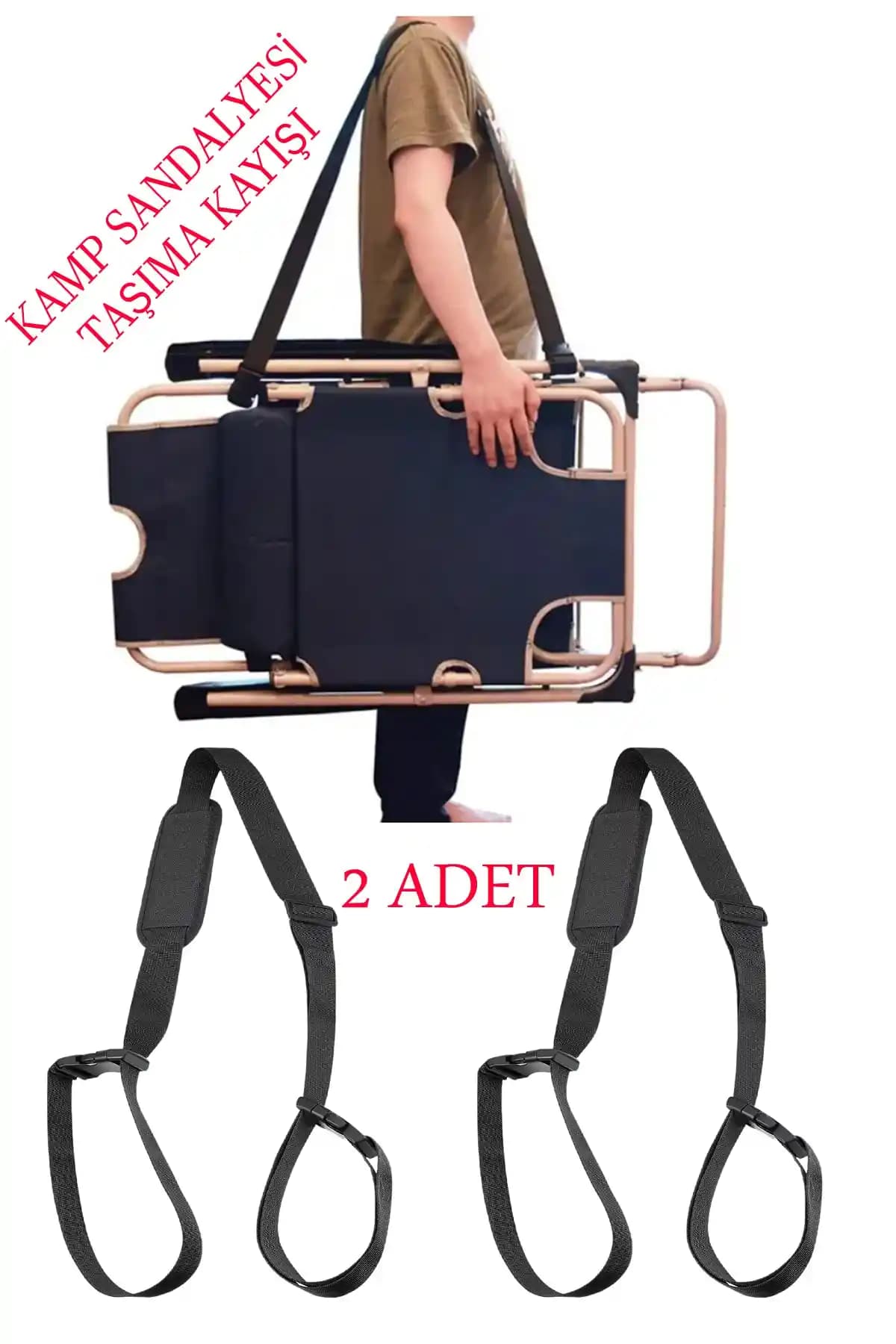 Nurnivus Katlanır 2'li Kamp Piknik Sandalyesi Taşıma Kayışı – Ayarlanabilir ve Çantalı