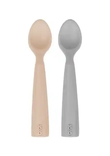 OiOi Nam Nam Kaşık 2'li Seti: 6 Ay ve Üzeri İçin Tek Parça Silikon, AB Onaylı ve Güvenli