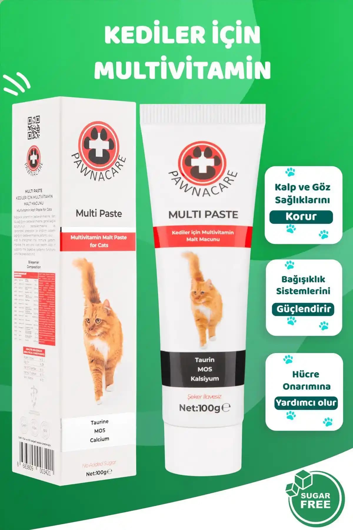 PAWNACARE Multi Paste Kedi Multivitamin Macunu: Tüylü Sağlık ve Enerji Desteği