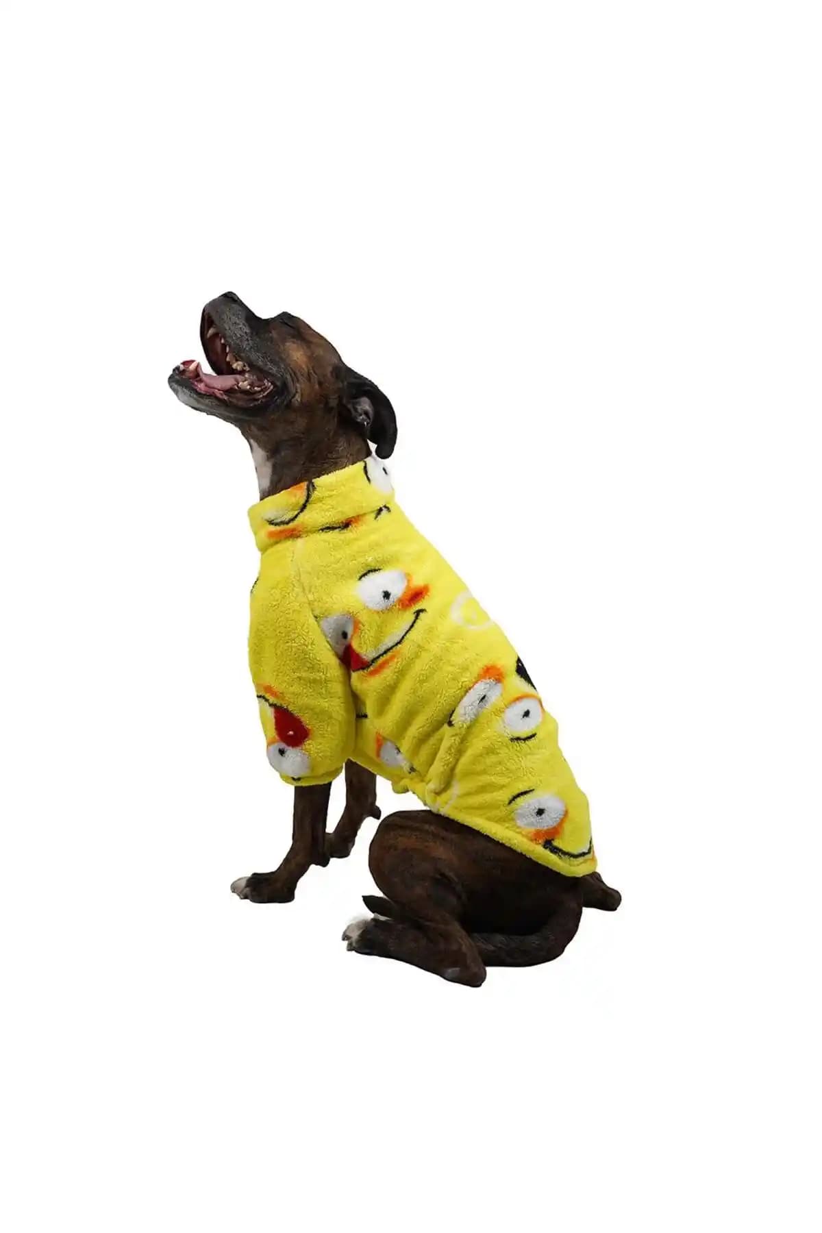 Pawstar Yellow Smile Büyük Irk Köpekler İçin Welsoft Peluş Üst Giysi – Isı ve Konfor