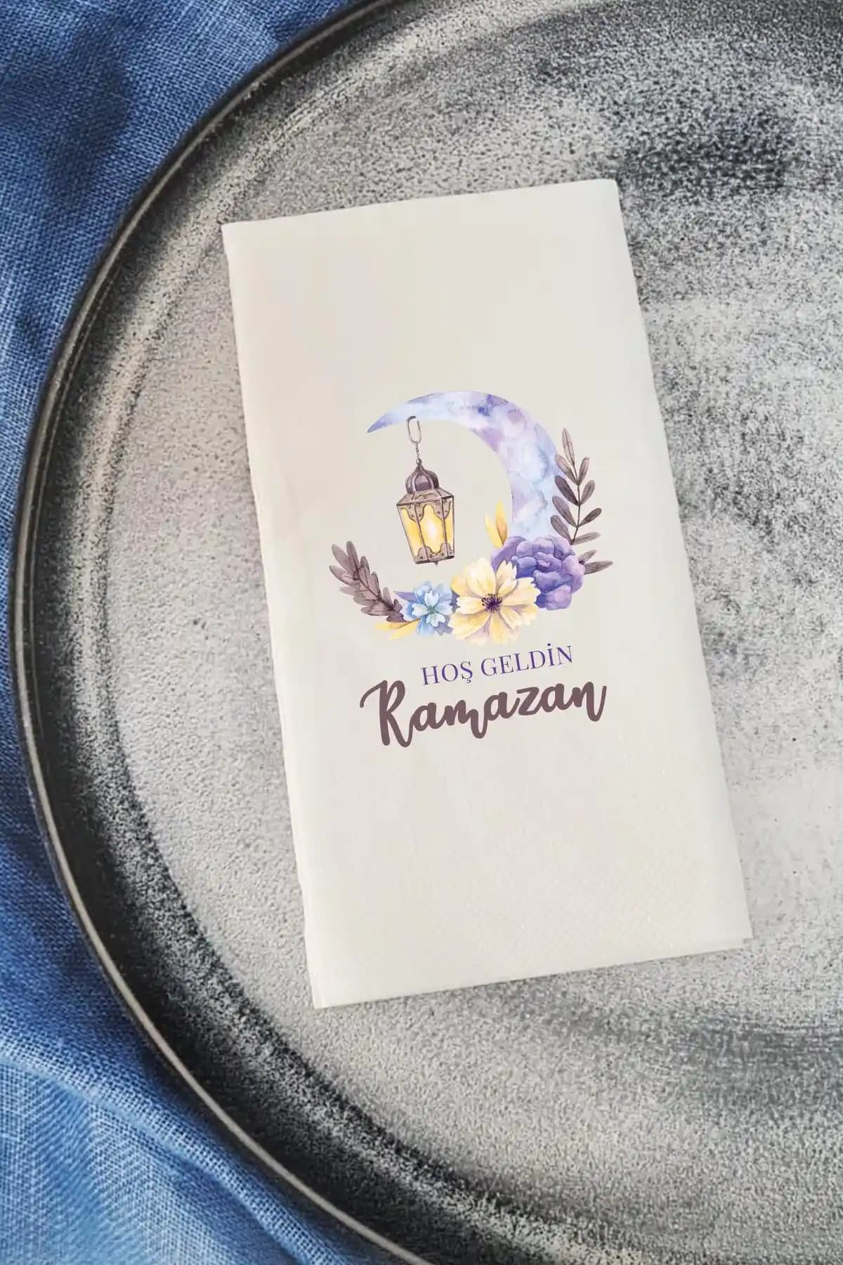 PEKSHOP Hoş Geldin Ramazan Konuşan Peçete Sunum Peçetesi – Çift Katlı Iftar Masa Dekoru