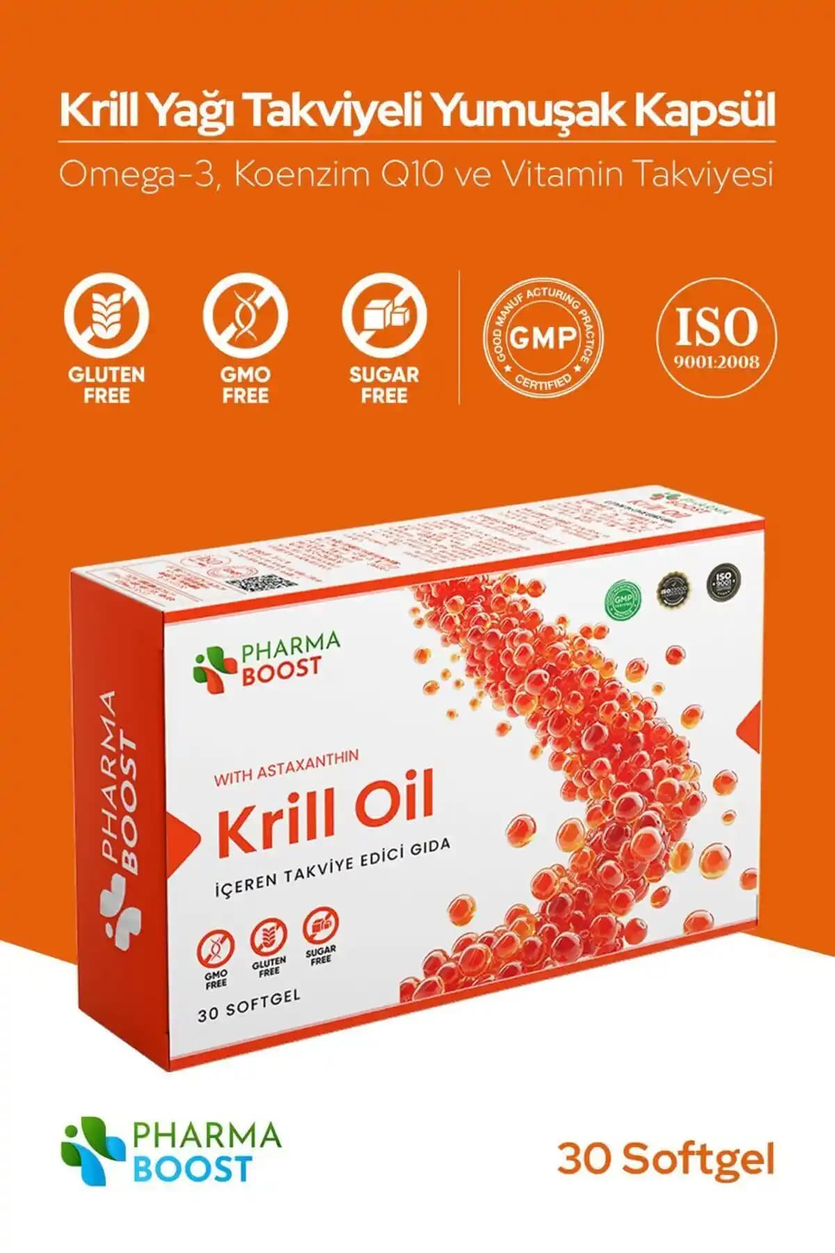 PHARMA BOOST KRİLL OİL: Aromasız Yumuşak Jel Kapsül Takviyesi, Türkiye Menşeli, 30 Kapsül