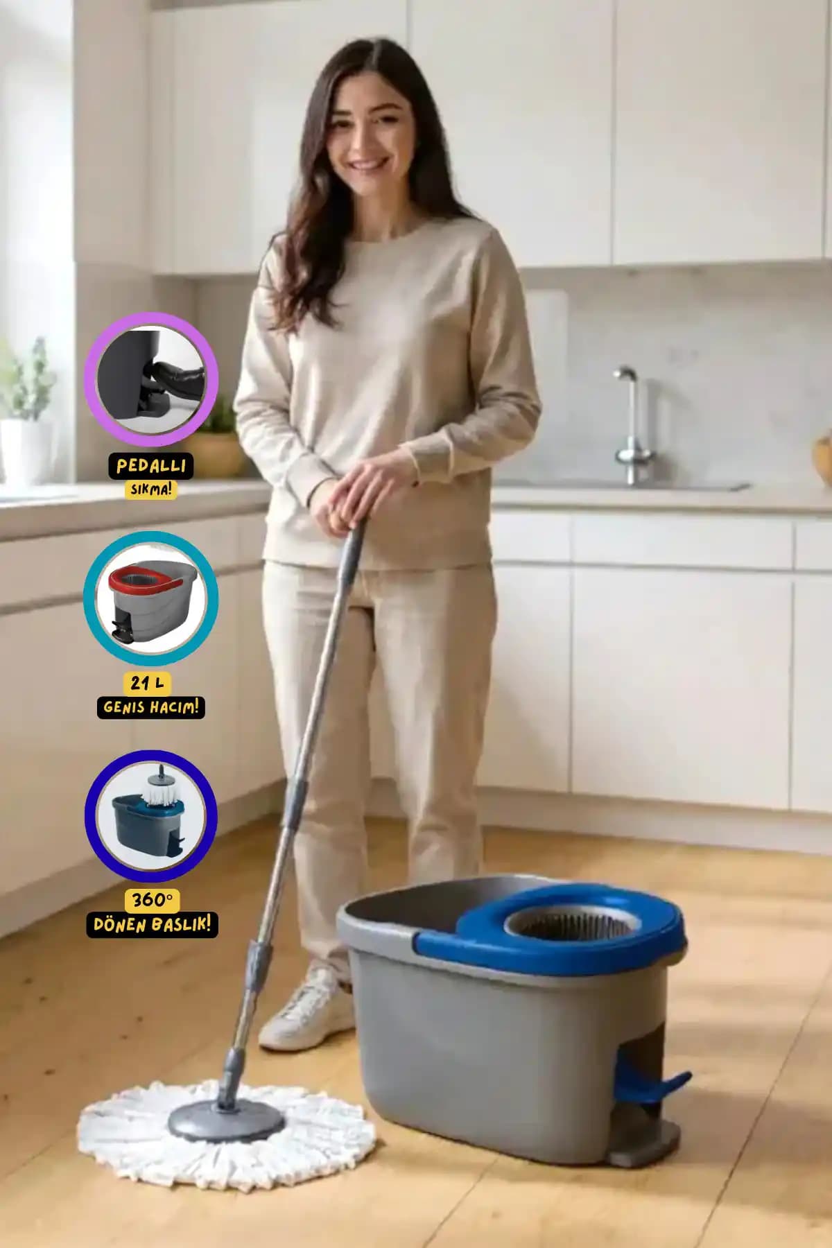 Proff Starex Pedallı Kova ve Mikrofiber Paspas Takımı – Ergonomik Temizlik Çözümleri