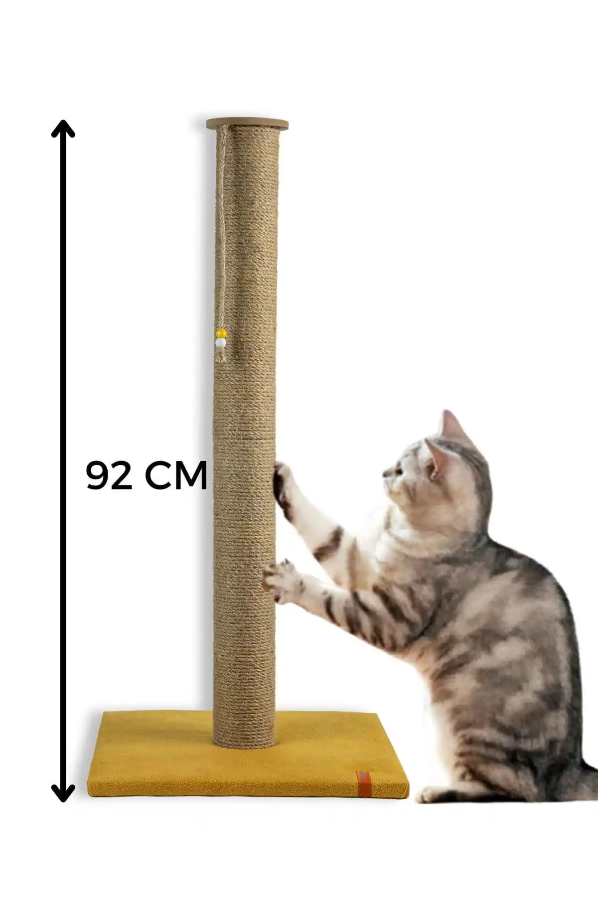 Pugalo 90 cm Büyük Kedi Tırmalama Tahtası - Kedi Nanesi İçeren Jüt, Sarı