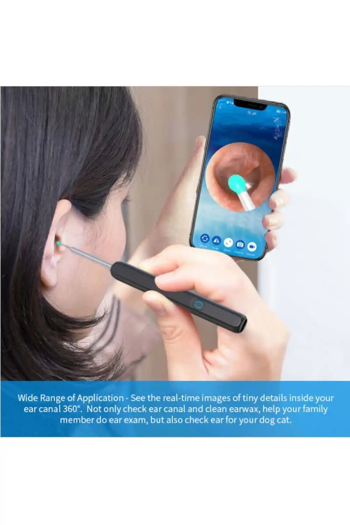 Red Rook 360° Kamera ve LED Işıklı Kulak Temizleme Cihazı WiFi Uygulama Uyumlu