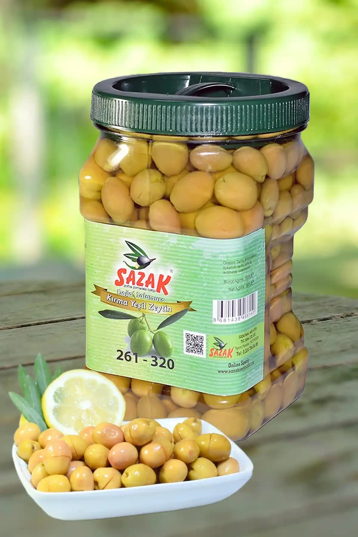 Sazak Zeytin Zeytinyağı Yeşil Kırma Zeytin: Doğal Fermente 900 Gram Paket Özellikleri