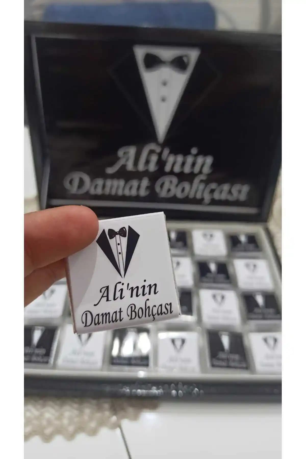 SEHER OYUNCAK 48 Li Çikolatası: İsme Özel Yazılı Söz Nişan Bohça Damat Bebek Hediyesi