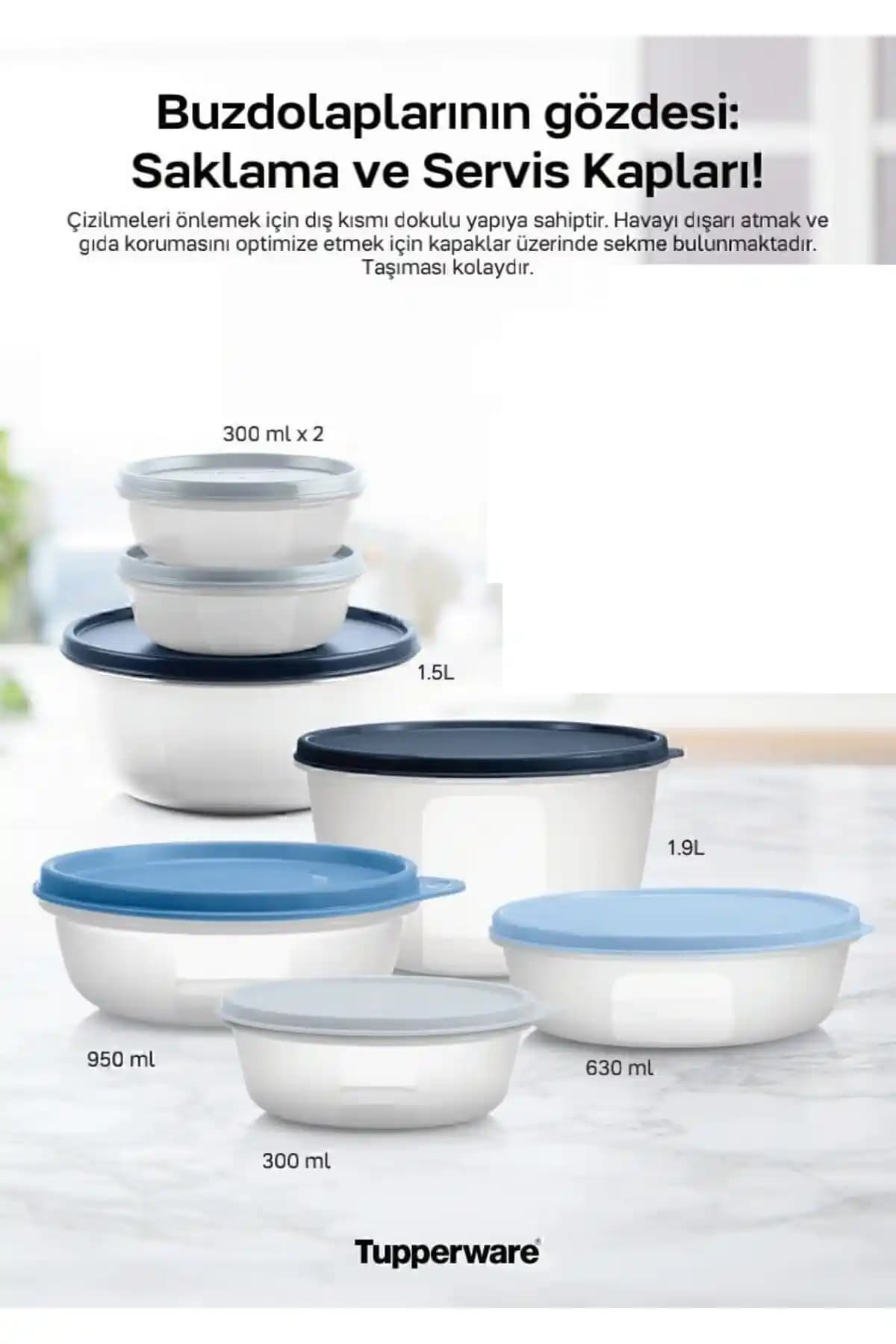 Tupperware Beyaz Saklama Taşıma ve Servis Kabı Seti 7'li: Hava Sızdırmaz Kaplar