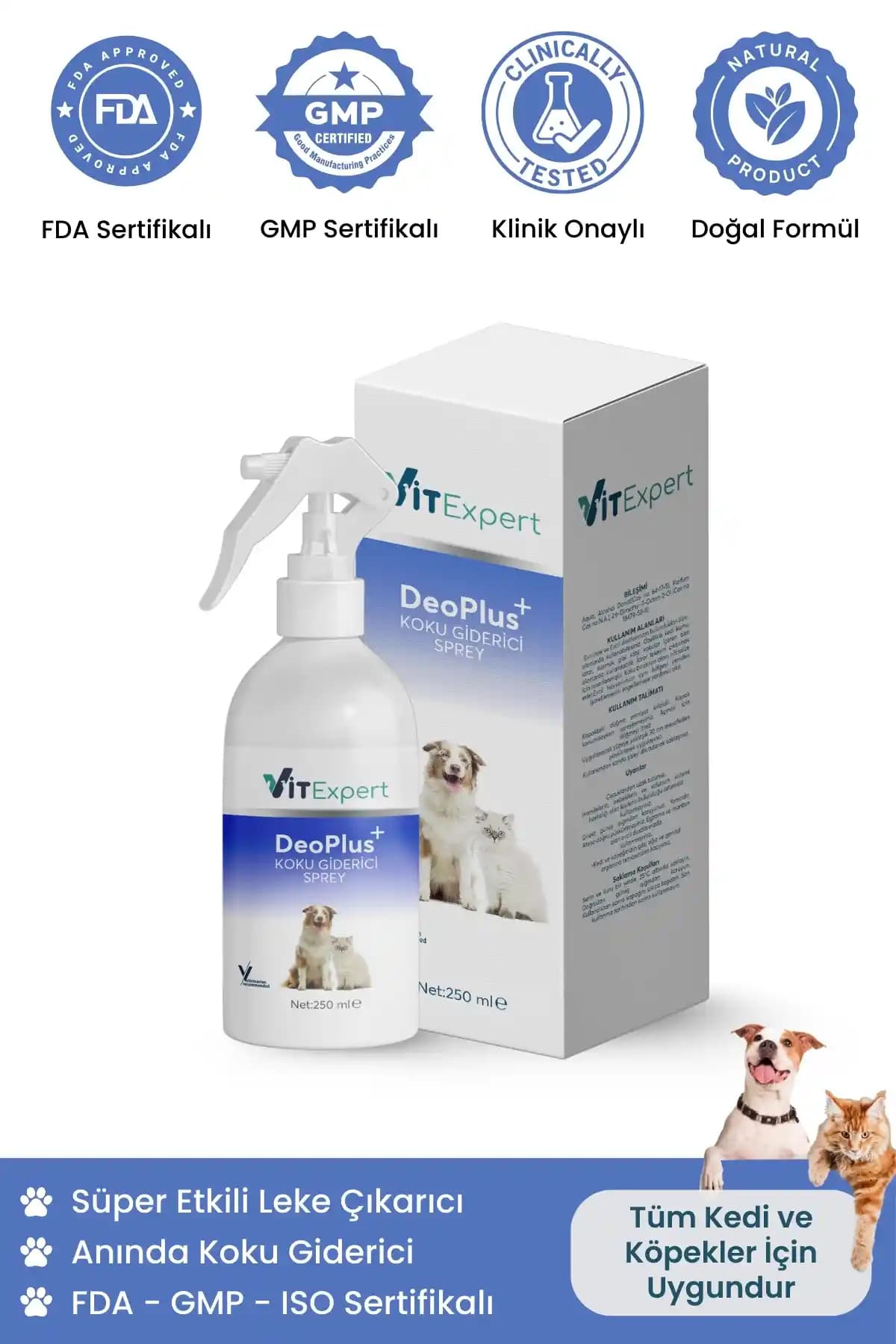 Vitexpert DeoPlus Amaçlı Sprey ile Evcil Hayvanlar İçin Koku Giderimi ve Leke Temizliği