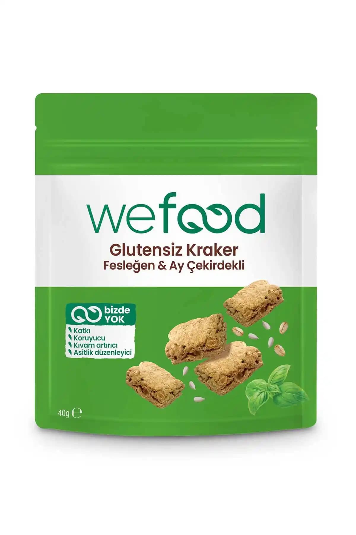 Wefood Fesleğenli Kraker 40 g: Hafif kıtır dokulu fesleğen aromalı atıştırmalık