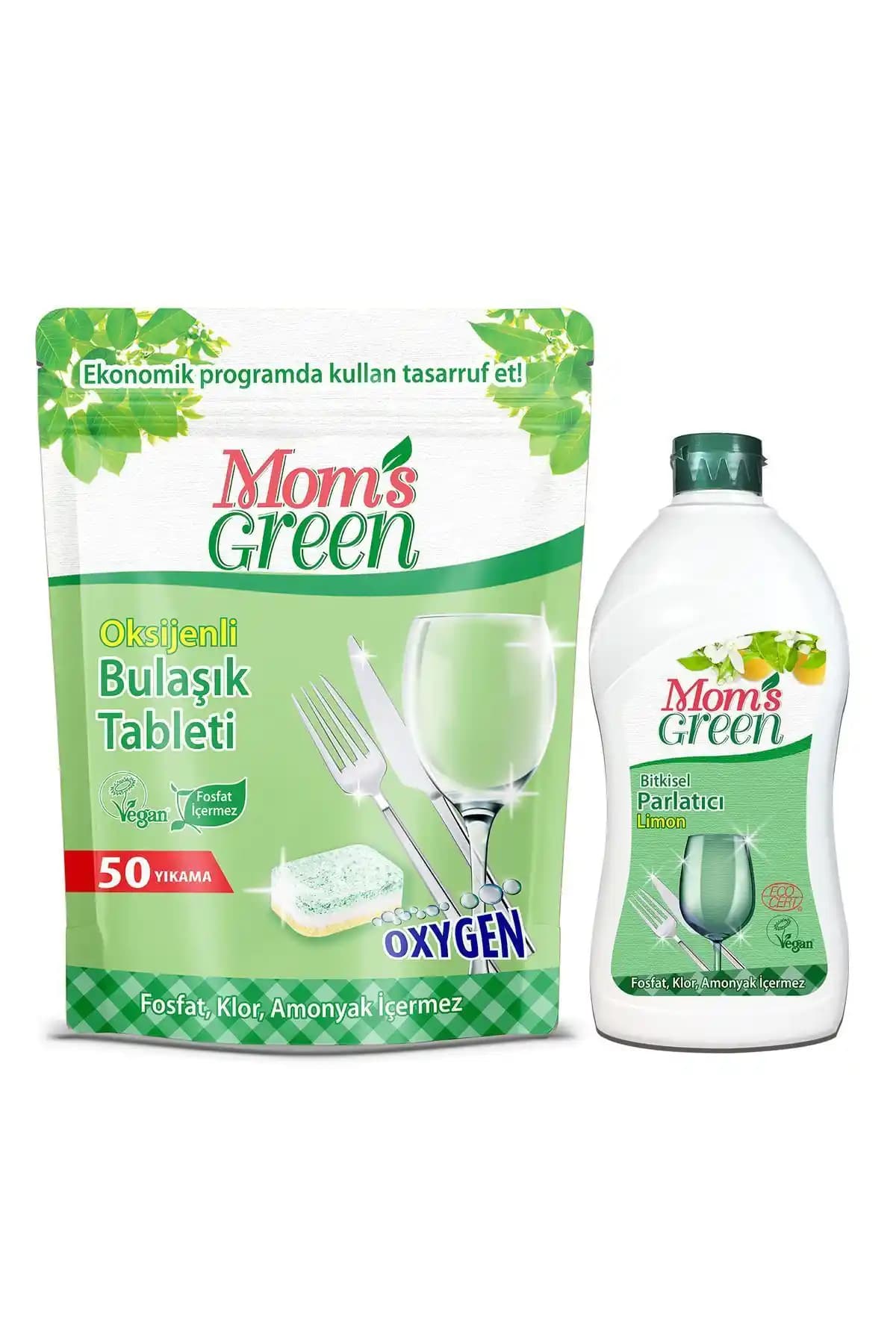 Mom's Green Doğa Dostu Vegan Bulaşık Temizlik Seti 2'li, Organik ve Etkili Ürünler