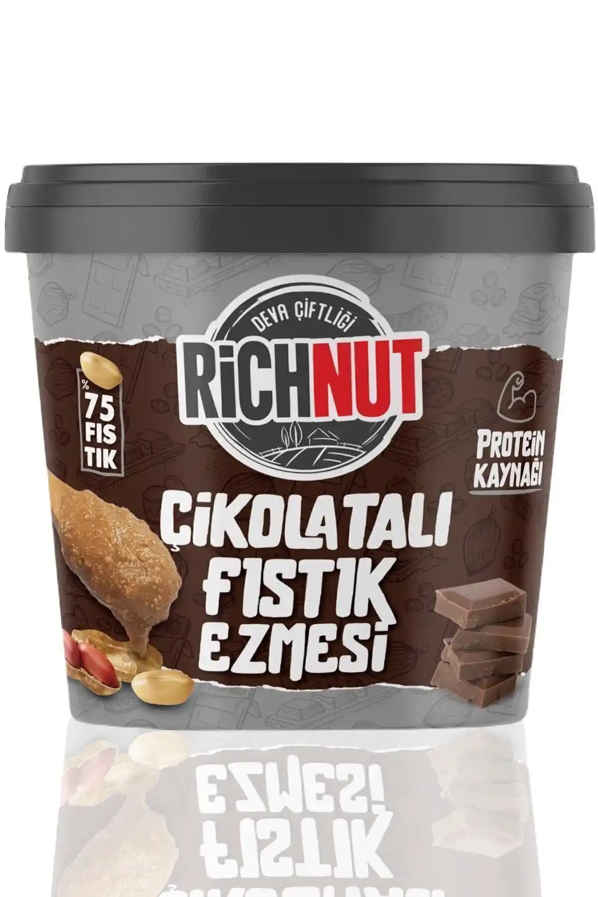 Richnut 1 Kg Çikolatalı Fıstık Ezmesi Sağlıklı ve Çok Yönlü Tatlı Alternatifleri İçin Uygun