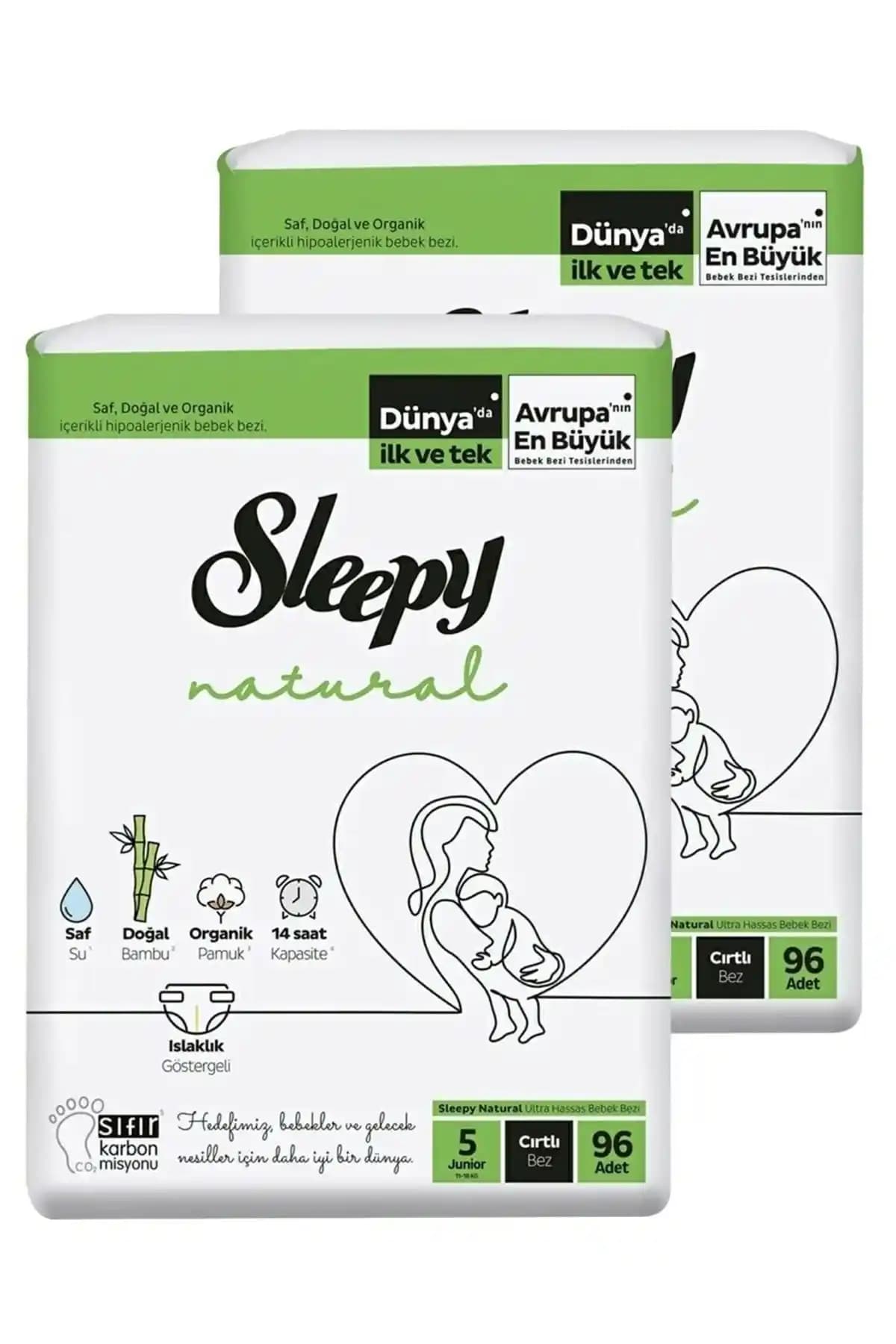 Sleepy Natural Bebek Bezi Junior 5 No Uzun Süreli Kullanım ve Yüksek Emicilik Özelliğiyle