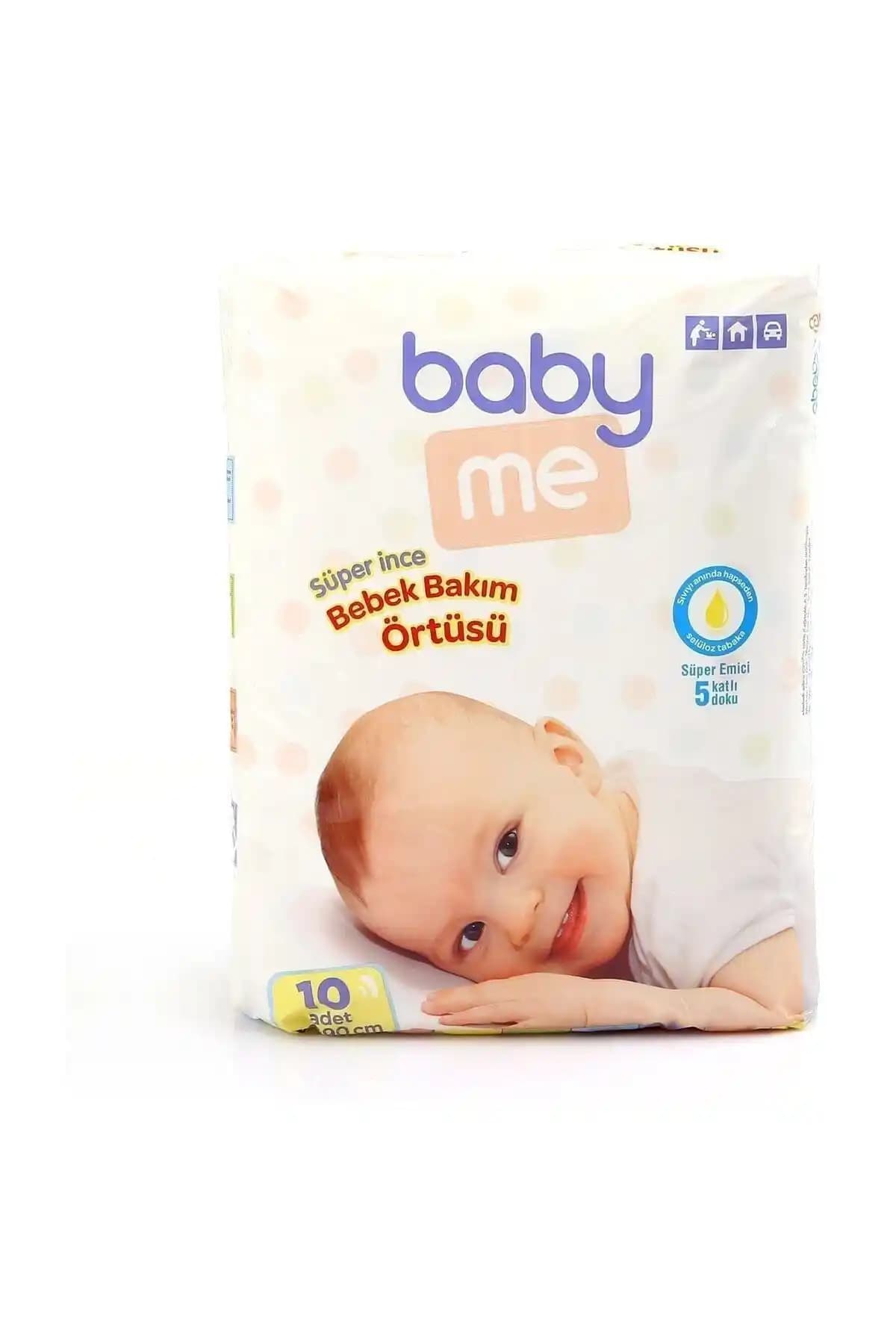 Baby Me Süper İnce Alt Değiştirme Örtüsü 10'lu 60x90 cm - Pratik ve Hijyenik Bebek Bakımı