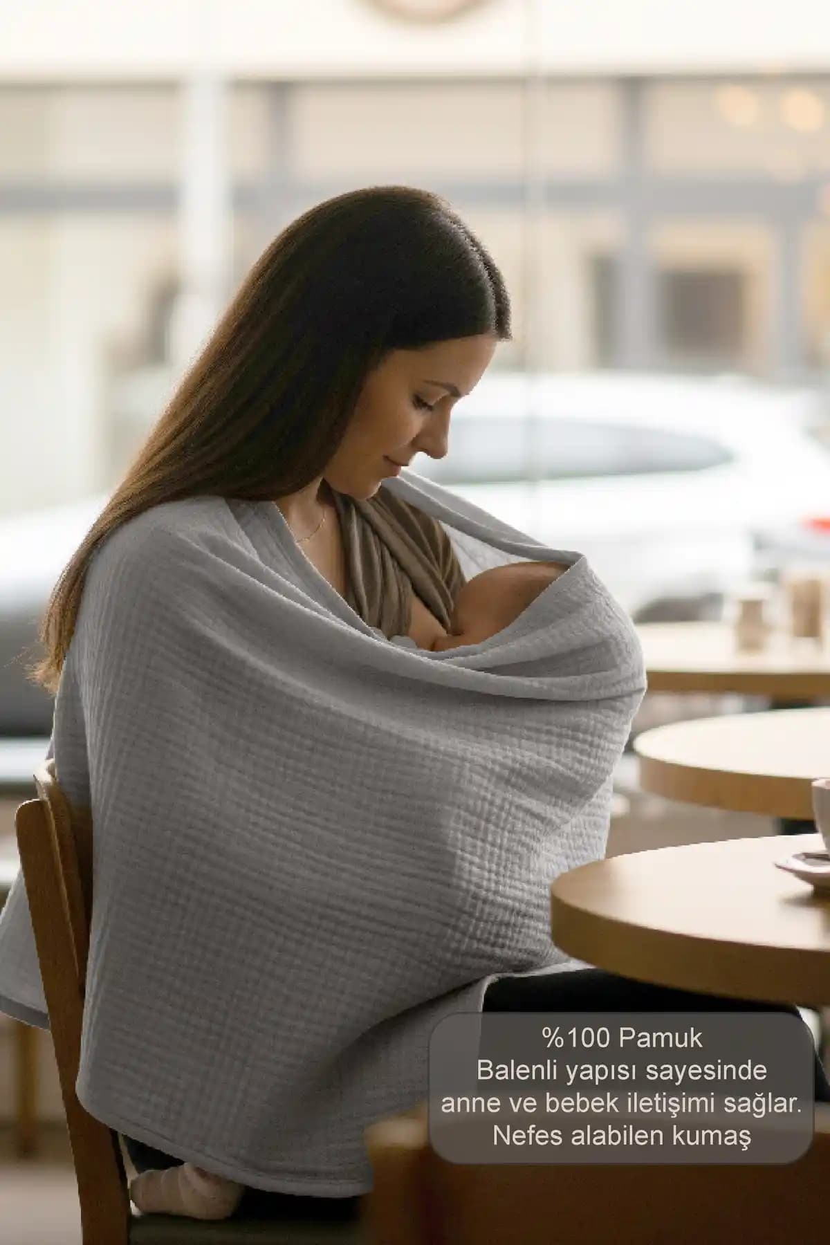 Elvya 2 Katlı Balenli Müslin Emzirme Önlüğü: Konforlu ve Mahrem Emzirme Çözümü