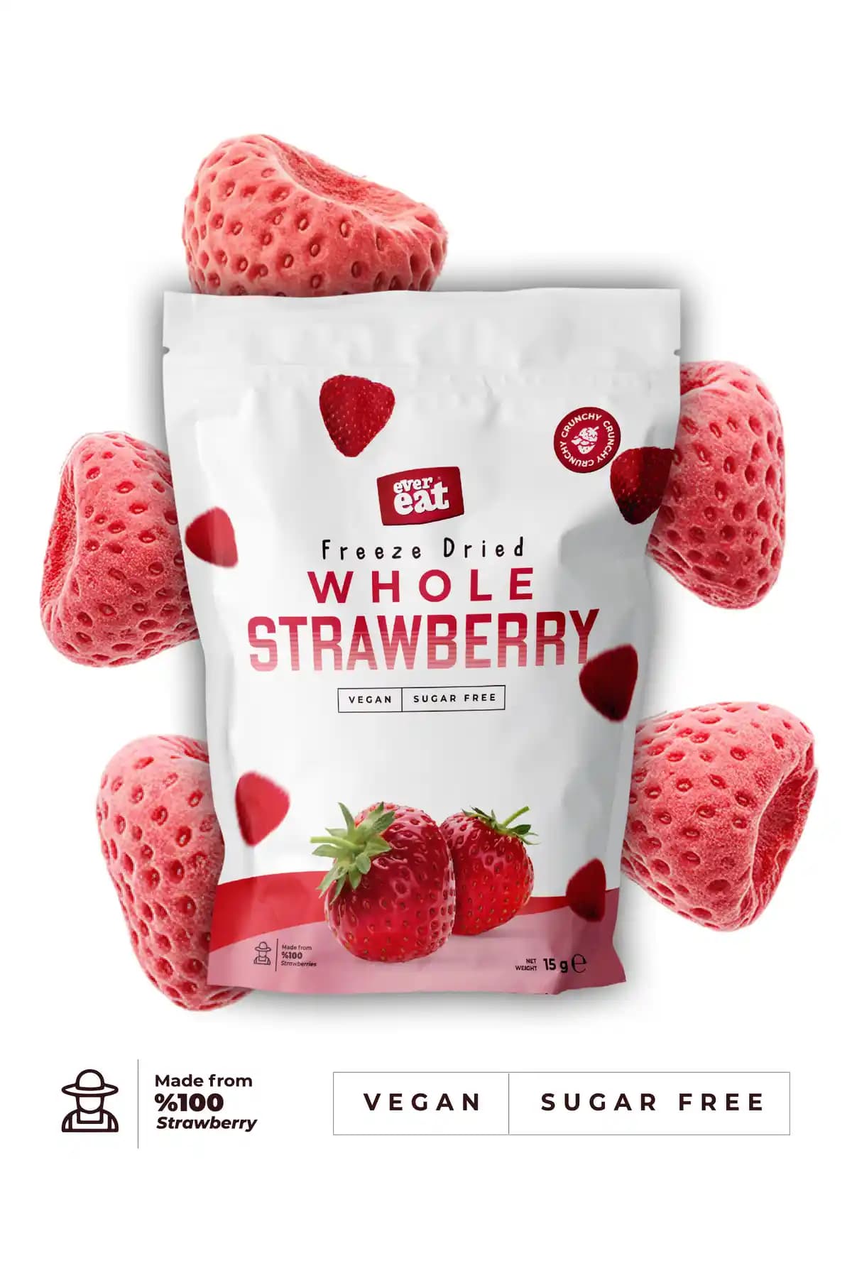 EverEat Dondurularak Kurutulmuş Çilek: Doğal Lezzet ve Besin Değeri Koruyan Atıştırmalık