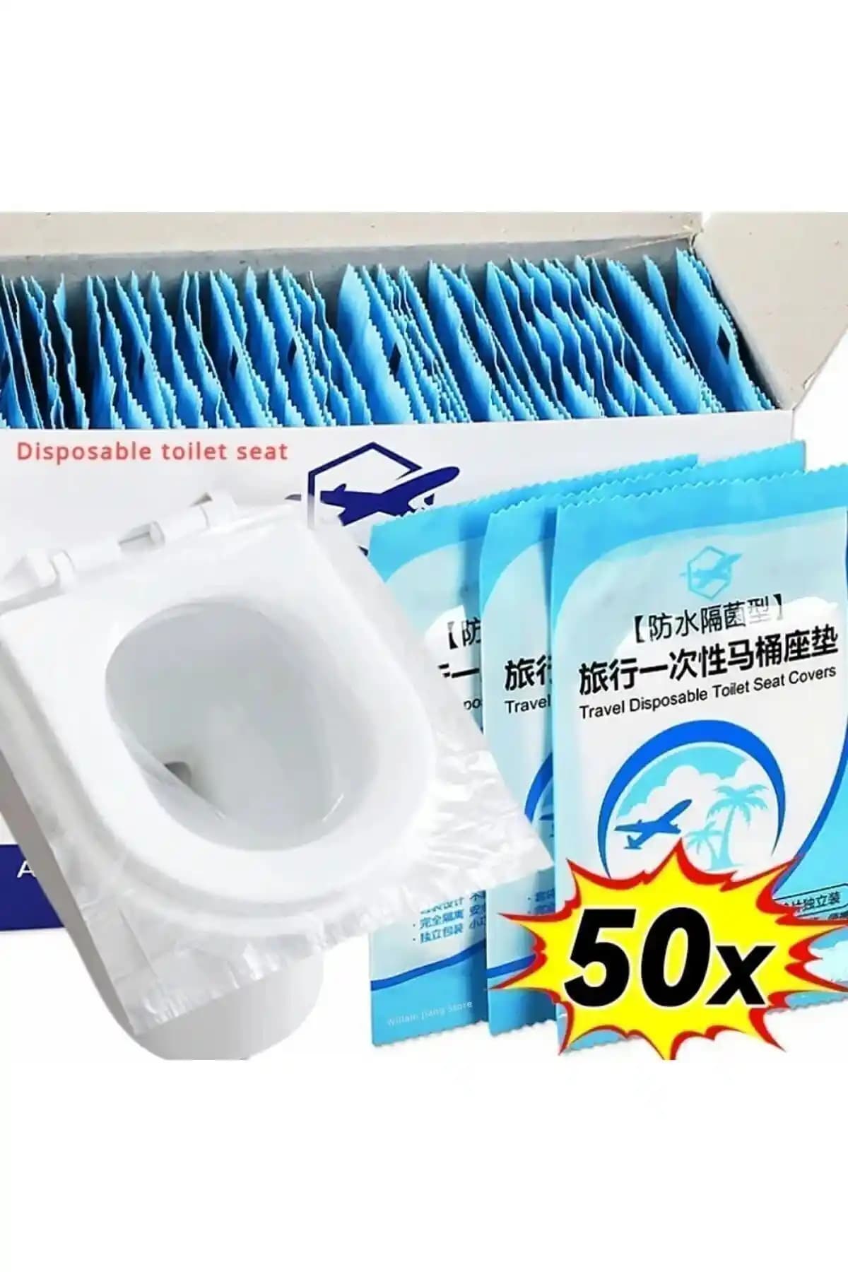 Genel Markalar 50 Adet Orta Boy Klozet Örtüsü ve Poşeti Dispenserli Hijyen Seti