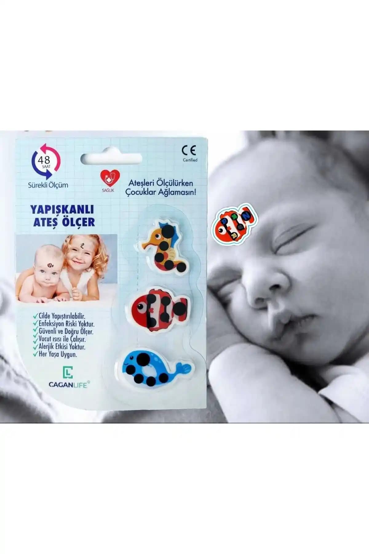 Genel Markalar Yapışkanlı Çocuk ve Bebek Ateş Ölçer ile 48 Saat Kesintisiz Takip