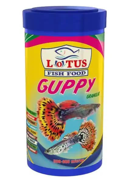 Lotus Guppy Granulat 250 ml: Tropikal Balıklar İçin Bitkisel Protein Ağırlıklı Granül Yem