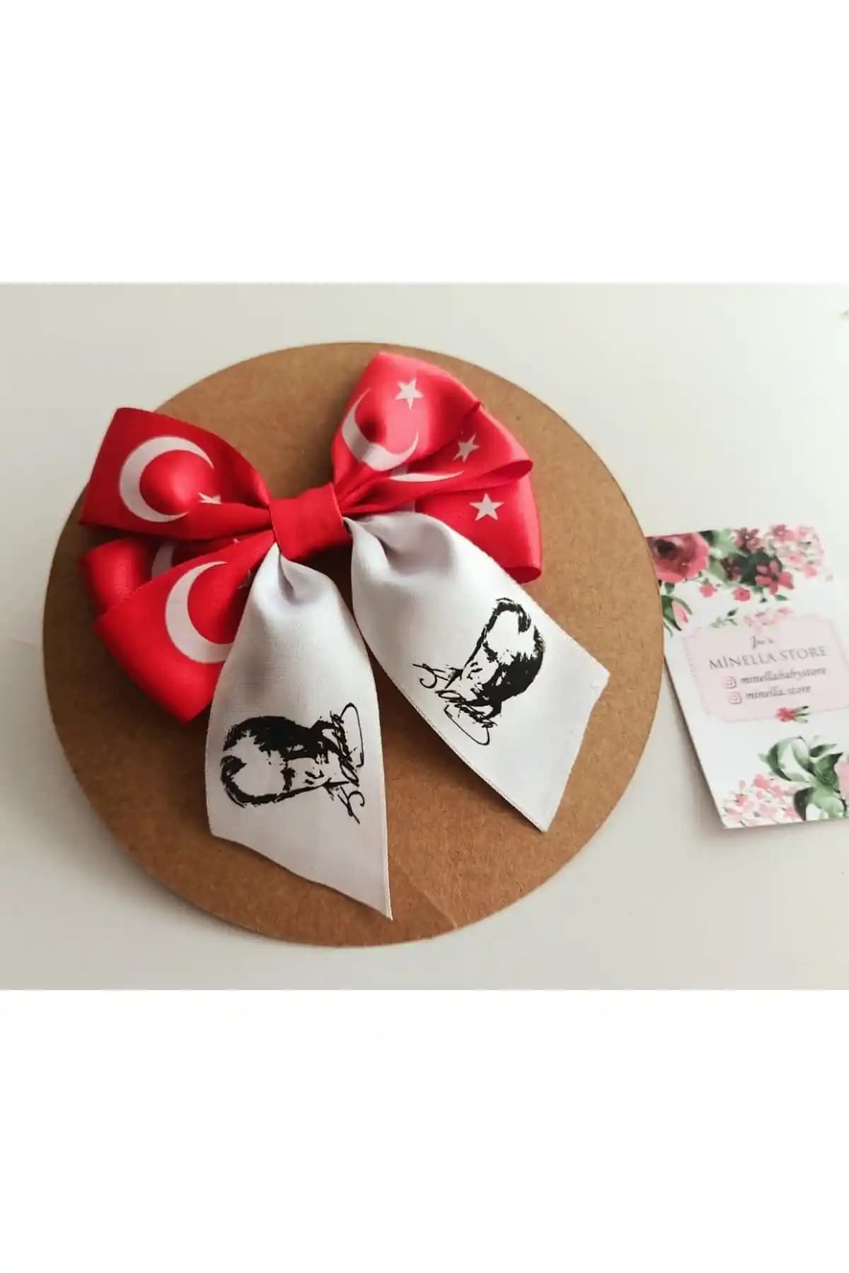 MİNELLASTORE Türk Bayrağı ve Atatürk Baskılı Kurdele Çocuk Klipsli Toka - Şık ve Fonksiyonel