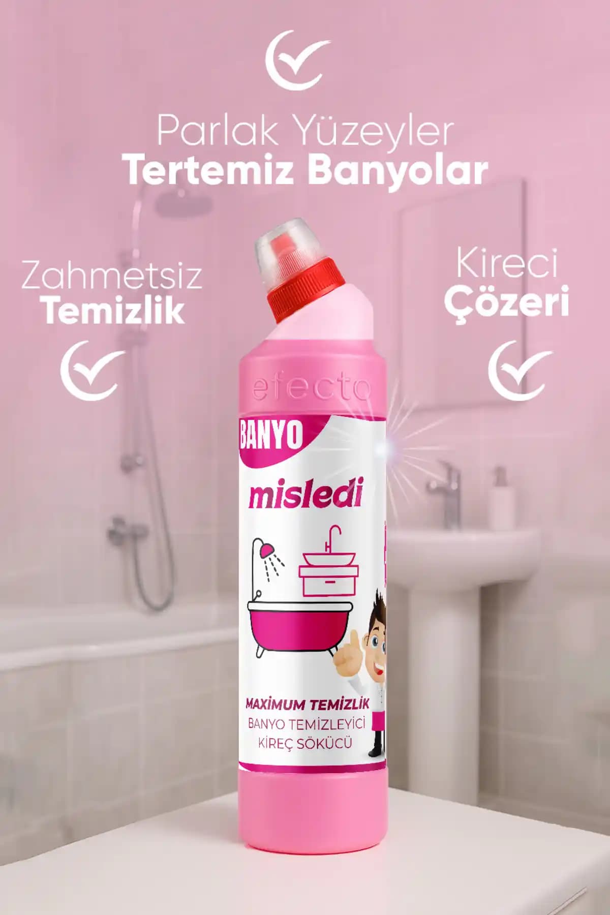 MİSLEDİ Ultra Güçlü Banyo Temizleyici ve Kireç Çözücü 710ML ile Etkili Temizlik