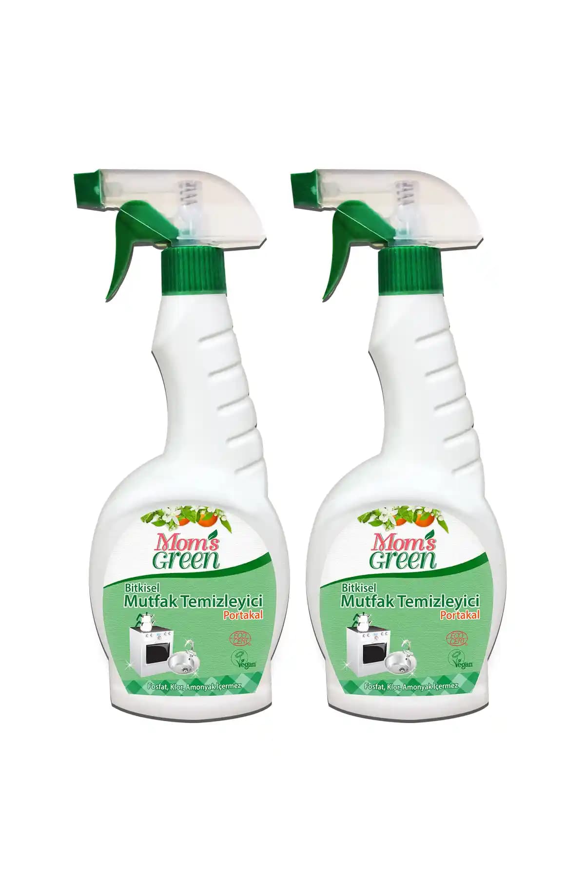 Mom's Green 2'li Set Bitkisel Mutfak Temizleyici Yağ Sökücü Sprey 750 ml - Doğal ve Etkili