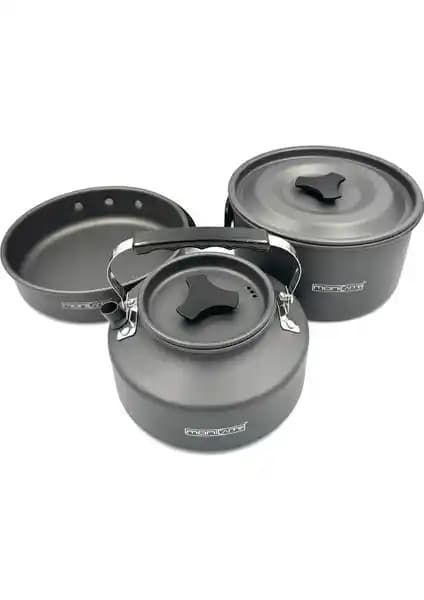 Monicamp Kamp Tencere Tava ve Çaydanlık Seti: Hafif, Dayanıklı ve Kompakt Kamp Mutfağı Çözümü