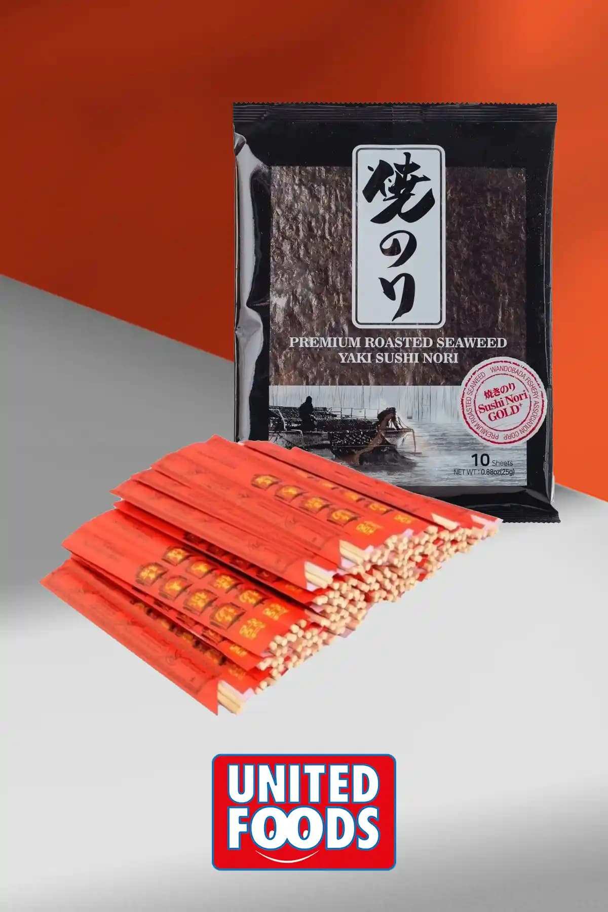 SEA FOOD Premium Yaki Sushi Nori Gold - 10 Yaprak Kurutulmuş Yosun ve 25 Çift Çubuk