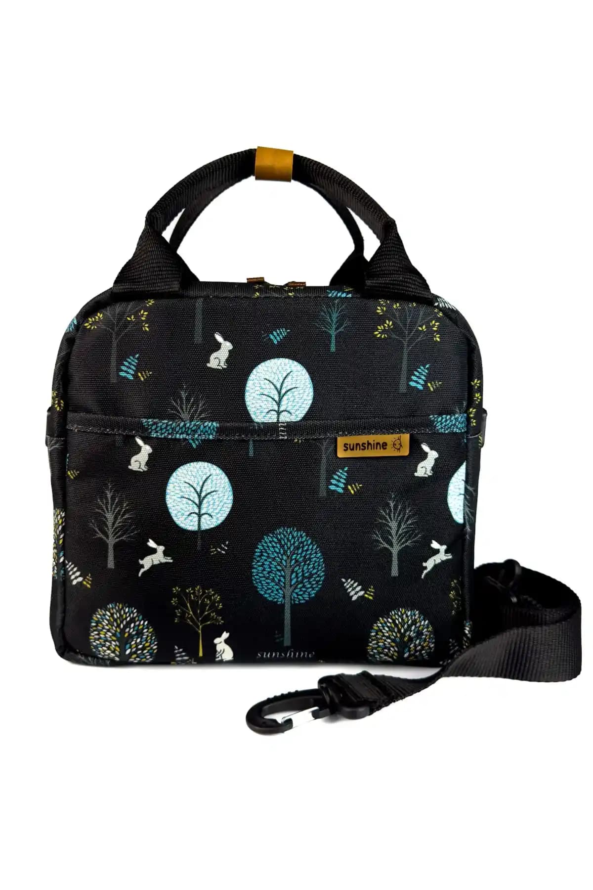 Sunshine Siyah Ağaç Desenli Termal Isı İzolasyonlu Yemek Taşıma Çantası 9L Kapasiteli