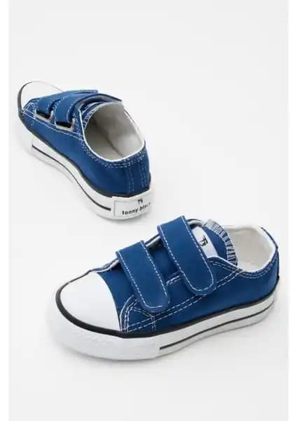 Tonny Black Çocuk Unisex Mavi Beyaz Kauçuk Taban Keten Cırtlı Spor Ayakkabı Özellikleri