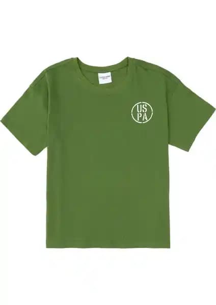 U.S. Polo Assn. Erkek Çocuk Yeşil Oversize Bisiklet Yaka Tişört Rahat ve Şık Tasarım