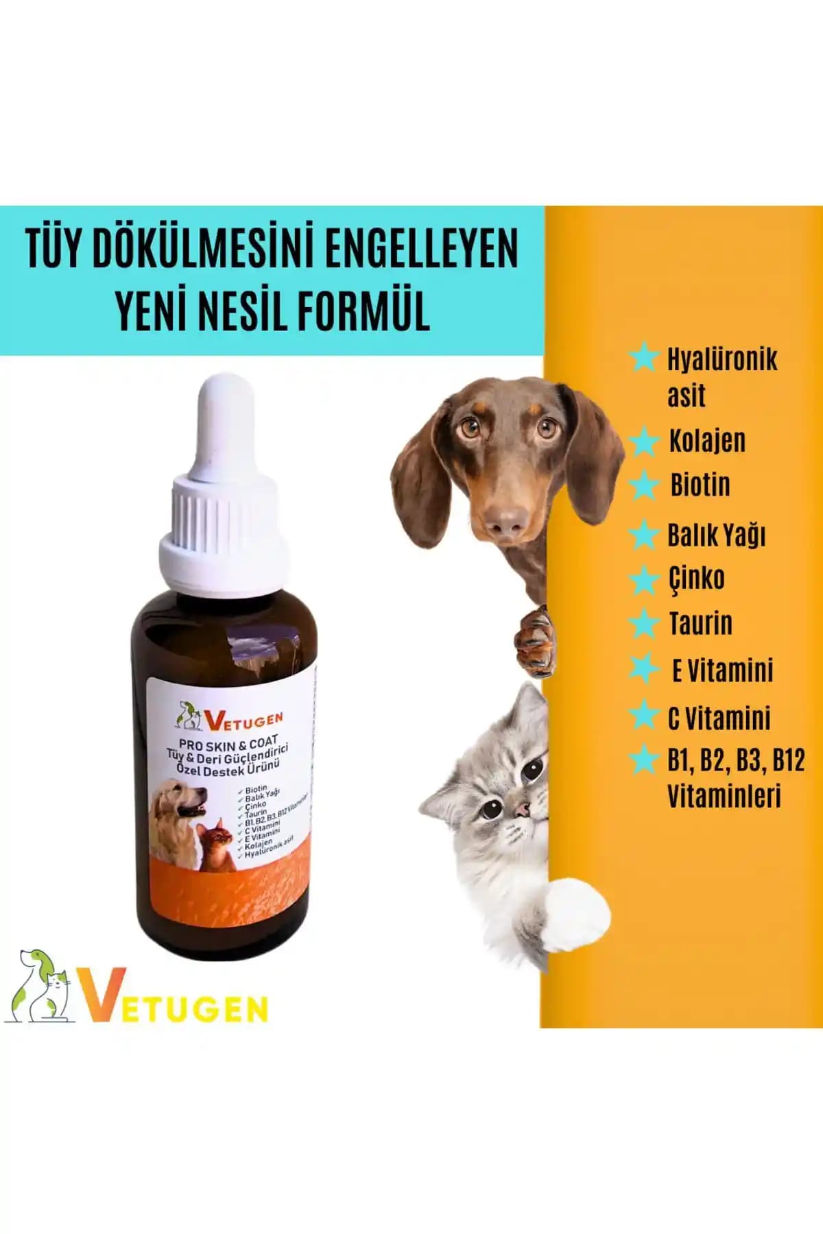 VETUGEN Kedi & Köpek Bağışıklık Destekleyici Multivitamin ile Tüy ve Deri Sağlığını Güçlendirin
