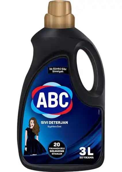 ABC Siyahlar İçin Sıvı Çamaşır Deterjanı Renk Koruma ve Kalıcı Koku ile Güçlü Temizlik