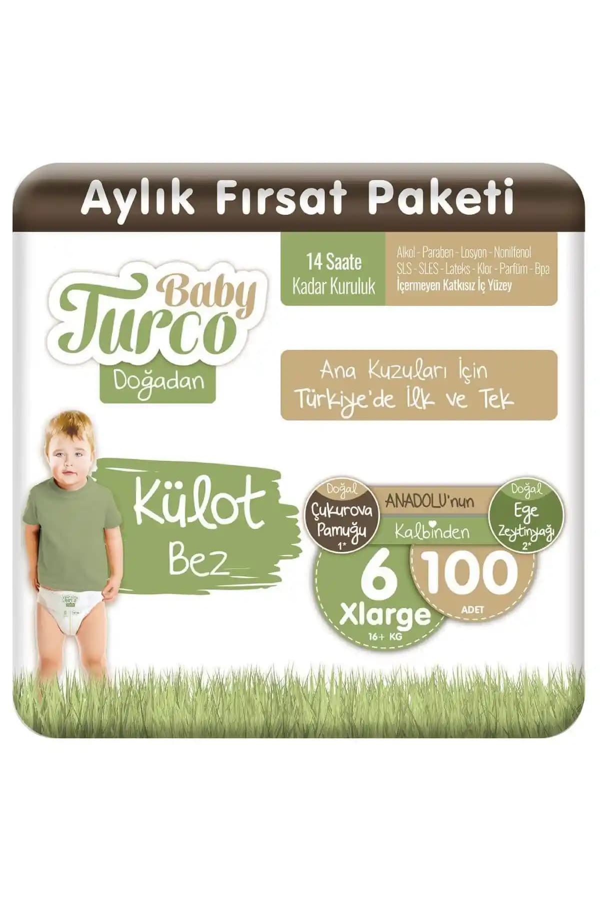 Baby Turco Doğadan Külot Bez 6 Numara XL Konfor ve Güvenlik Sağlayan Bebek Bezi