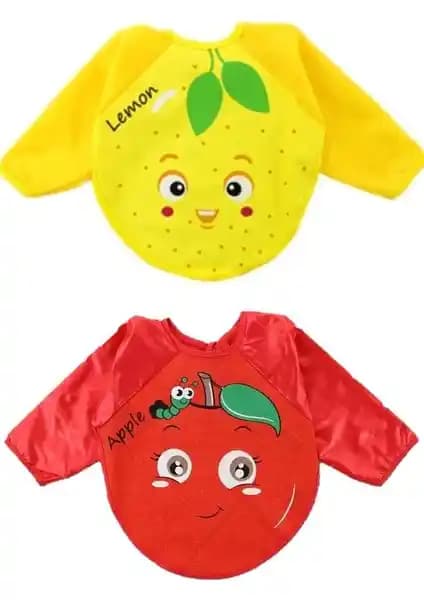 Belinay Limon ve Elma Motifli Giyilebilir Kollu Mama Önlüğü Çocuklar İçin Pratik ve Şık Kullanım