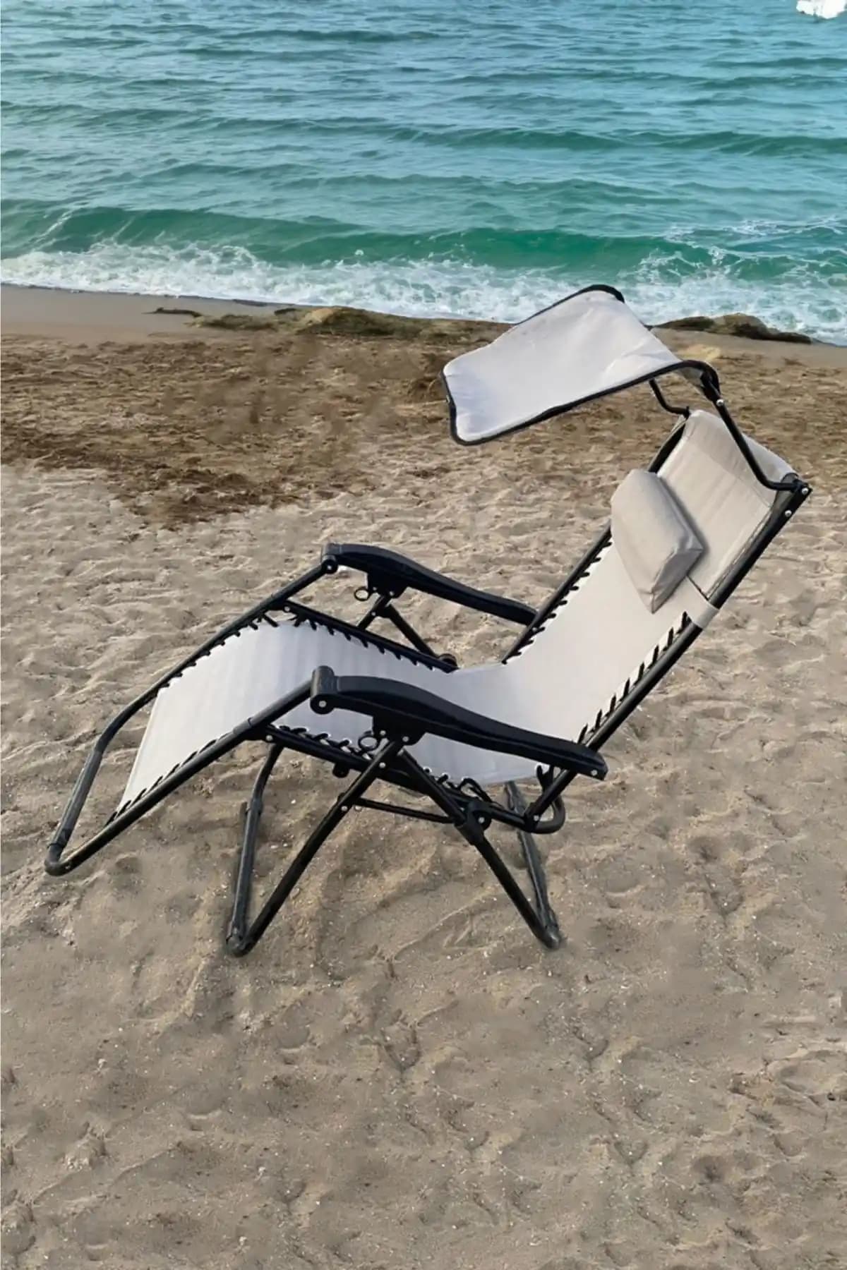 Bimbambom Gri Kamp Sandalyesi ve Gölgelikli Şezlong: Dayanıklı ve Taşınabilir Açık Hava Oturma Ürünü