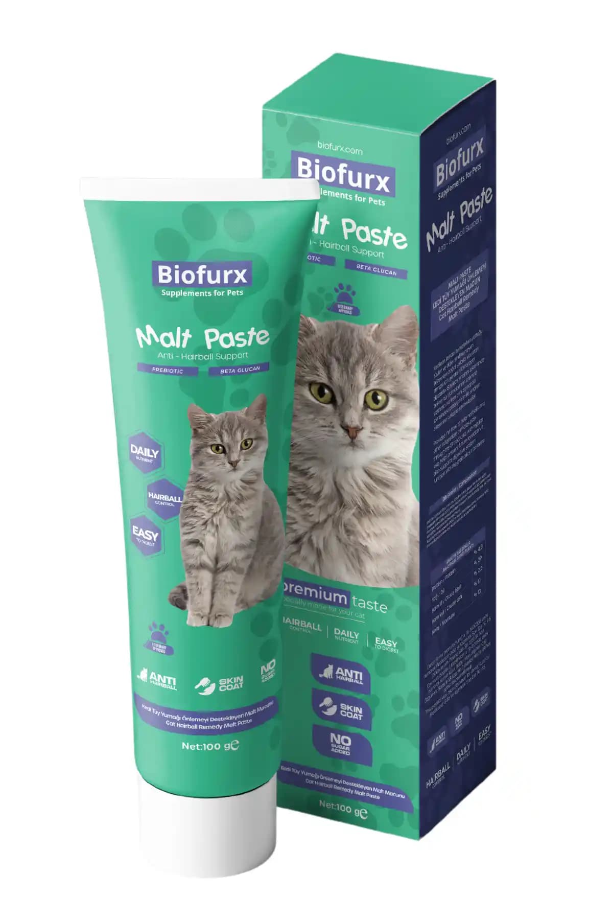 Biofurx Malt Paste 100g: Kedilerde Tüy Yumağı ve Sindirim Sorunlarını Destekleyen Macun