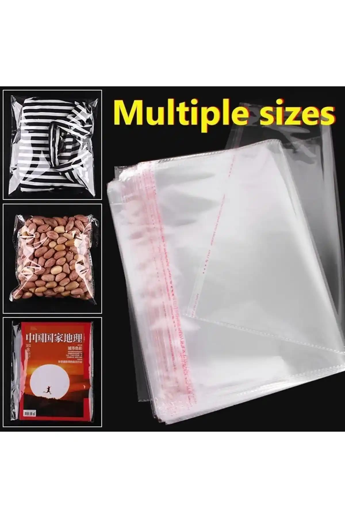 BossPack Şeffaf Bantlı Jelatin Poşet 35x50 Cm Dayanıklı ve Çok Yönlü Paketleme Çözümü