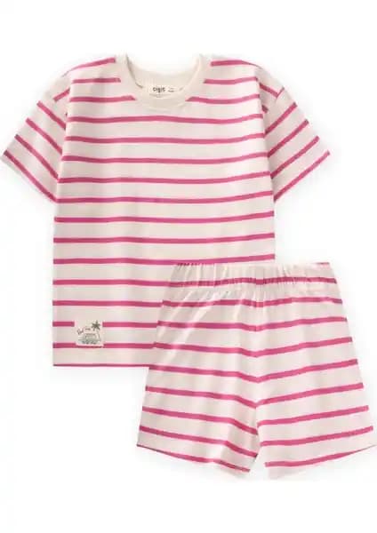Cigit Çizgili Şortlu Takım 1-7 Yaş Çocuklar İçin Rahat ve Şık Yazlık Kıyafet