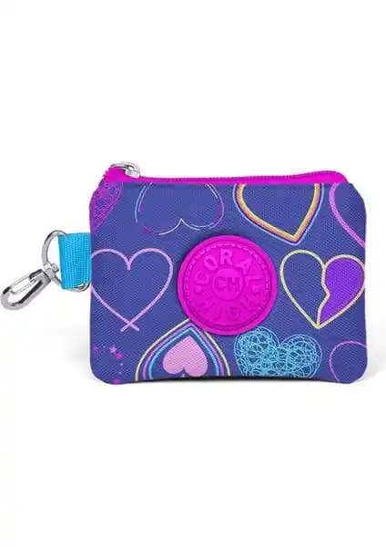 Coral High Kids Açık Pembe Lavanta Kalp Desenli Bozuk Para Çantası Günlük Kullanım İçin Şık ve Dayanıklı Tasarım