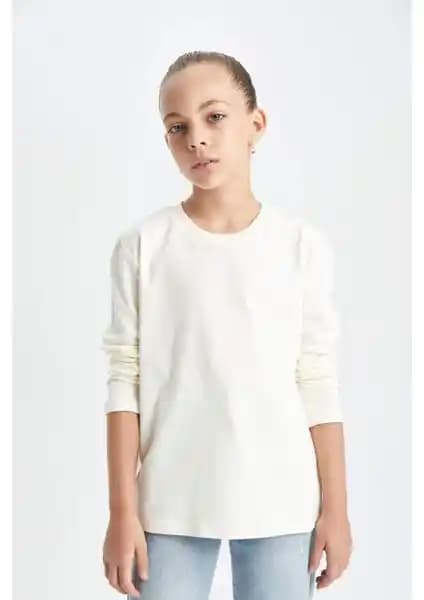 DeFacto Kız Çocuk Beyaz Uzun Kollu Bisiklet Yaka Tişörtü Detaylı İnceleme ve Kullanım Özellikleri