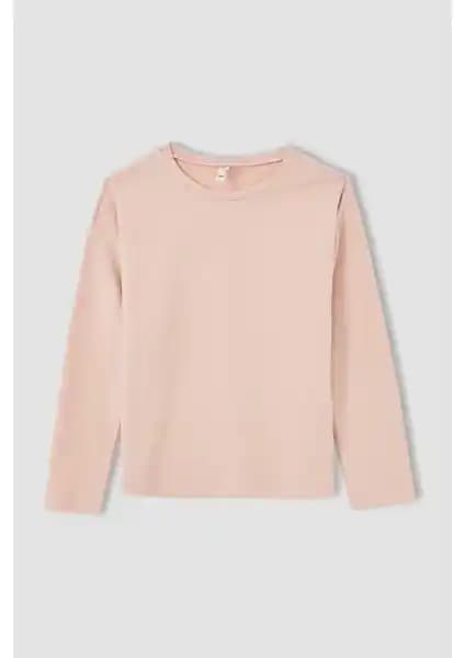 DeFacto Kız Çocuk Uzun Kollu Bisiklet Yaka Tişörtü Günlük Kullanım ve Konfor İçin Ideal