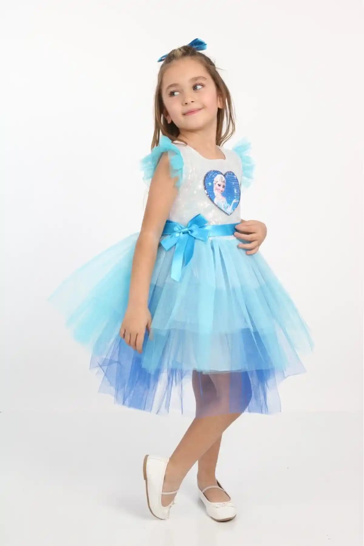 Derya Bebek Elsa Elbise Çocuklar İçin Renkli ve Rahat Prenses Kostümü