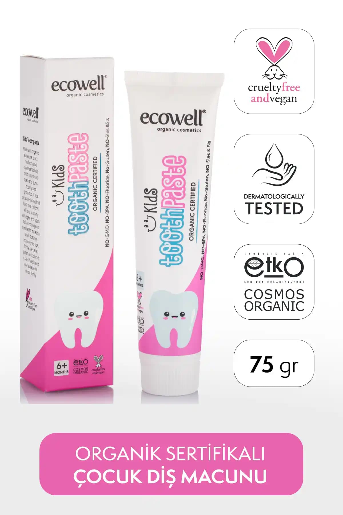 Ecowell Organik Çocuk Diş Macunu Türkiye Menşeli Güvenli ve Doğal İçeriklerle Sağlıklı Ağız Bakımı