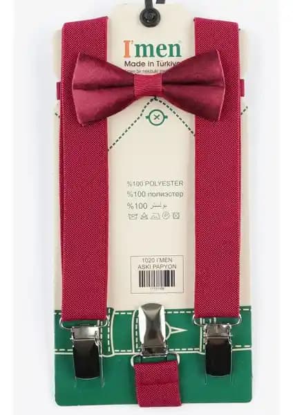 Entel Erkek Çocuk Pantolon Askısı ve Papyon Seti Günlük ve Özel Günler İçin Uygun