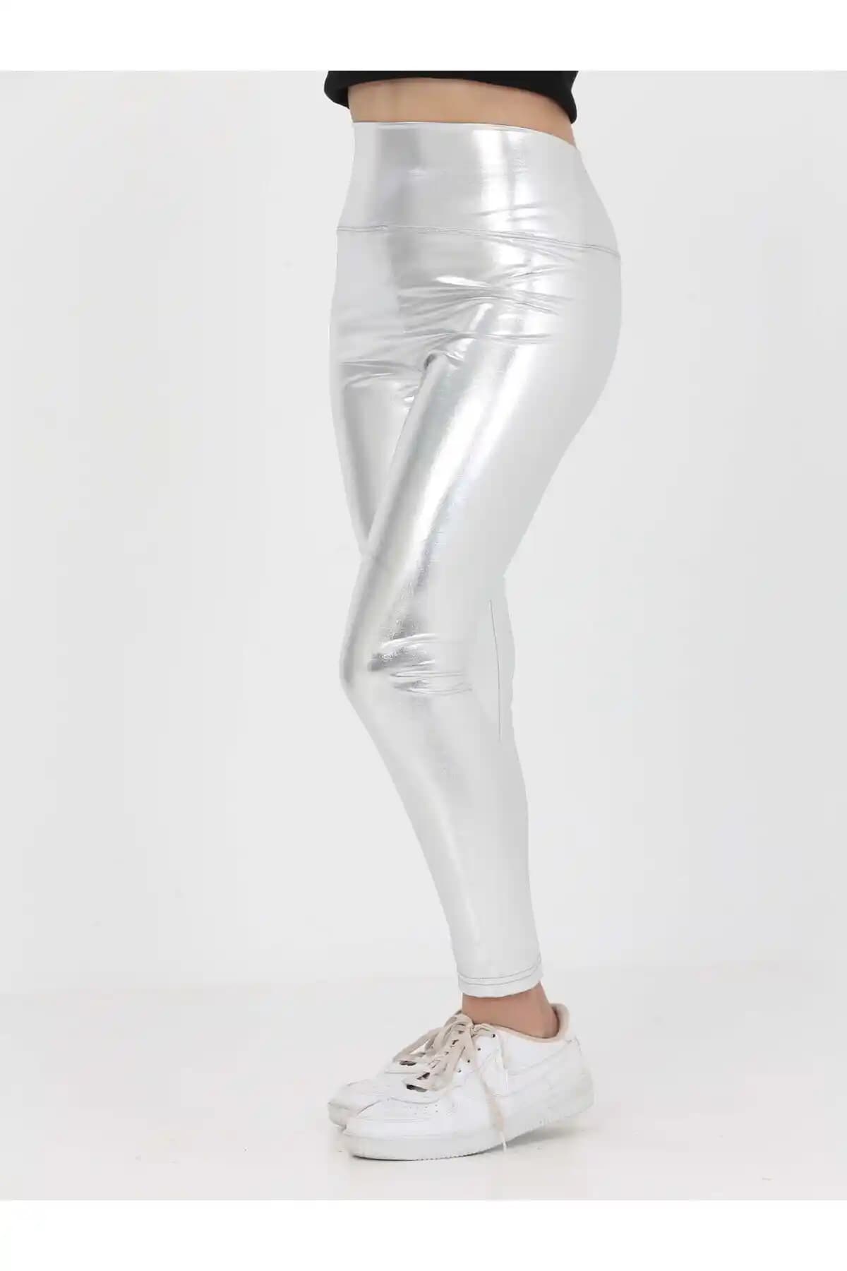 Erdem Kids Kız Çocuk Metalik Yüksek Bel Parlak Spor Taytı Modern ve Şık Tasarım